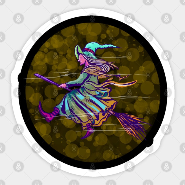 colorful witch Sticker by pleasuretshirt